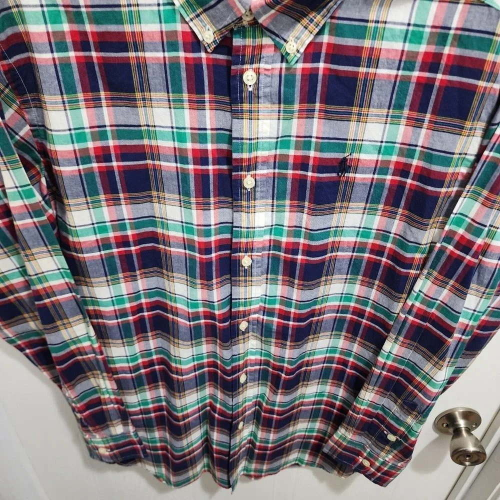 Ralph Lauren Plaid‎ Pony Logo Long Sleeve Button Down Shirt Youth Boy's Size XL